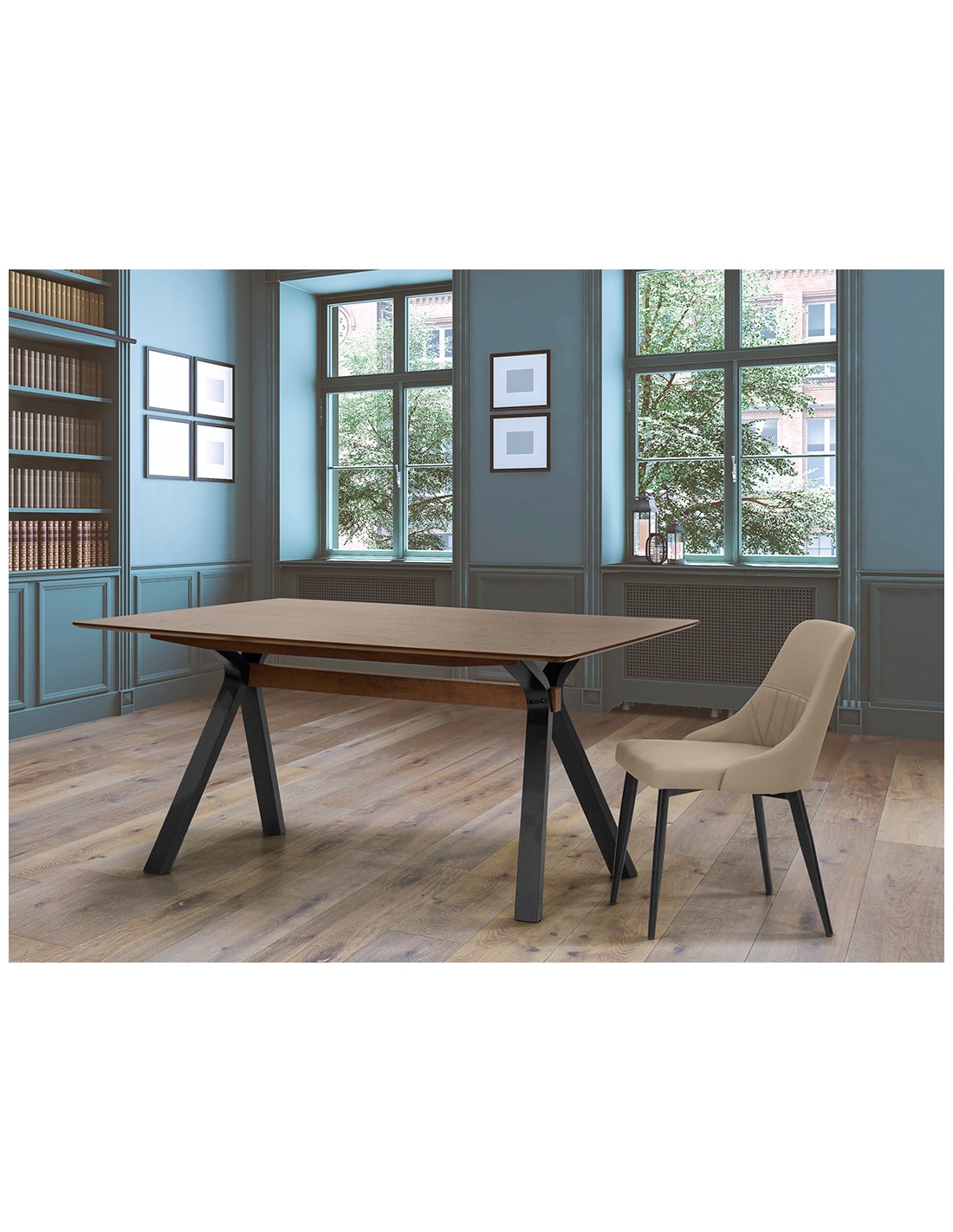 Tavolino - Legno massello - Piano in MDF impiallacciato - cm 160 x 90 x 75 h