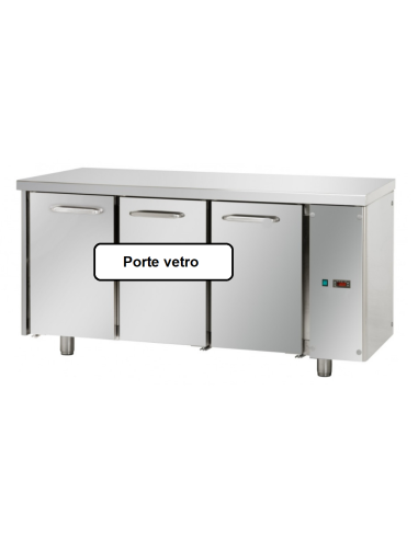 Refrigerated table - No right group - N.3 glass doors- cm 166 x 70 x 80/101h