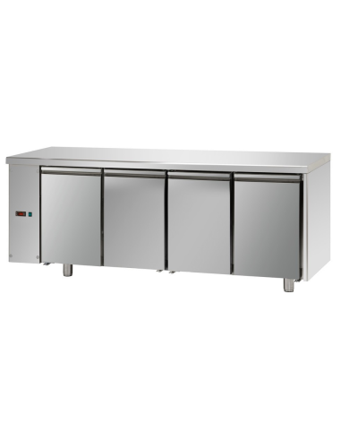 Refrigerated table - Without left group - N.4 doors - cm 211 x 70 x 80/101h