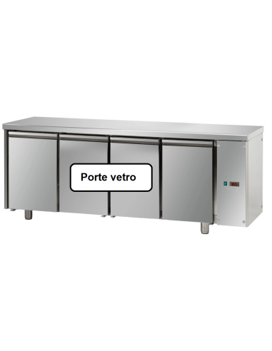 Refrigerated table - No right group - N.4 glass doors - cm 211 x 70 x 80/101h