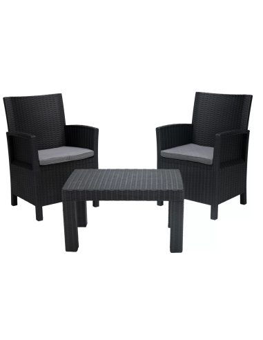 Set - Two armchairs cm 60 x 60 x 91 h - Table cm 78 x 53 x 43 h