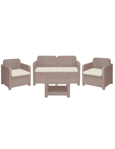 Rattan Set - Dos sillones - Sofa 2 asientos - Mesa cm 61 x 53 x 42 h