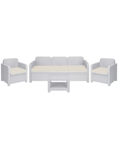 Rattan Set - Two armchairs - Sofa 3 seats - Table cm 61 x 53 x 42 h