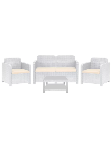 Rattan set - Sofa 2 seats - Two armchairs - Table cm 59 x 35 x 36 h