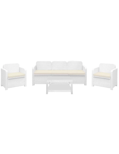 Rattan set - Sofa 3 seats - Two armchairs - Table cm 59 x 35 x 36 h