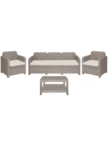 Set de Rattan - Asientos Sofa 3 - Dos sillones - Mesa cm 59 x 35 x 36 h