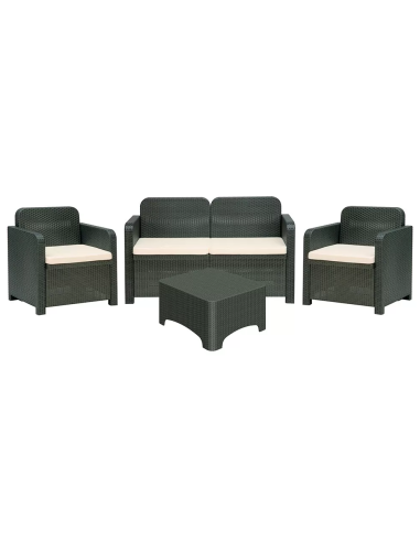 Rattan Set - Dos sillones - Sofa 2 asientos - Mesa cm 67.5 x 57 x 40 h