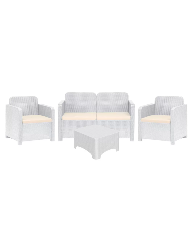 Rattan Set - Two armchairs - Sofa 2 seats - Table cm 67.5 x 57 x 40 h