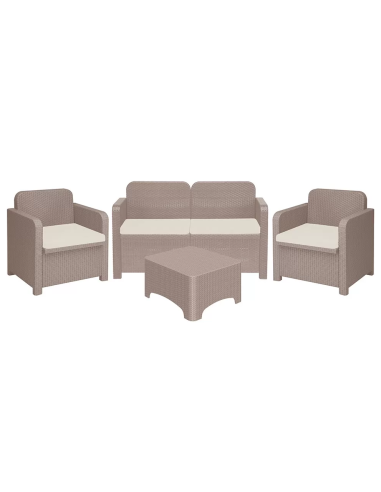 Rattan Set - Dos sillones - Sofa 2 asientos - Mesa cm 67.5 x 57 x 40 h