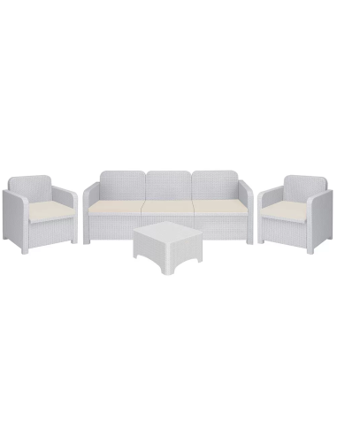 Rattan Set - Two armchairs - Sofa 3 seats - Table cm 67.5 x 57 x 40 h