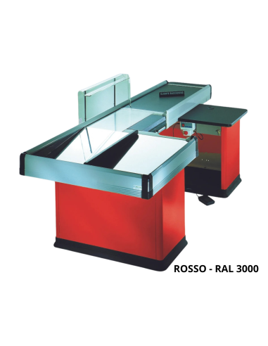 Motorized case bench - Double tub - Ribbon conveyor - cm 226.6 x 112.9 x 88.5 h