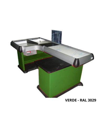 Static cash desk - Double tub merchandise with divider - Predisposition scanner - cm 204.3 x 117.2 x 88.5 h