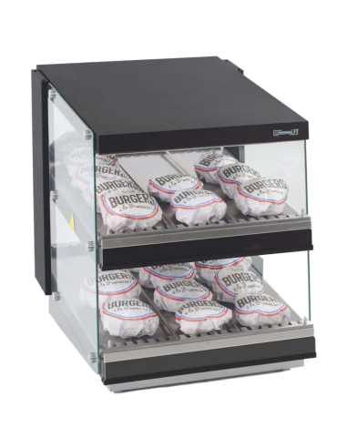 Countertop hamburger warmer with heated sloped...