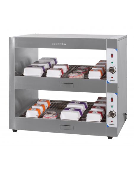 Heated Hamburger Display Case with 2 Shelves - cm 100