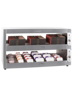 Heated hamburger display case with 2 shelves - cm 150