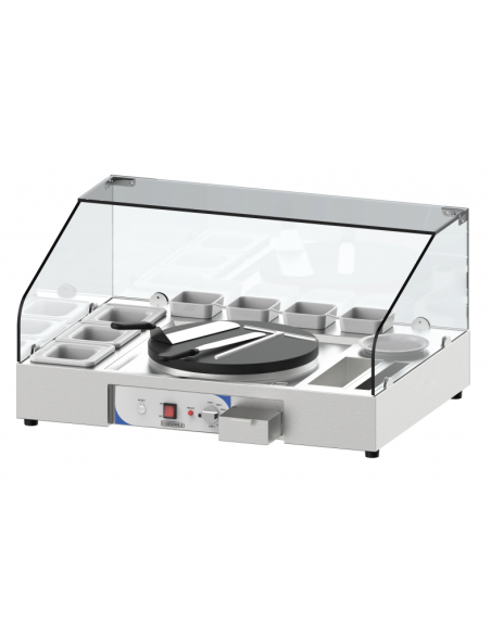 Estación profesional para crepes con crepera eléctrica Ø 40 cm - Potencia 2700 W - Cm 90 x 65 x 46,5 h