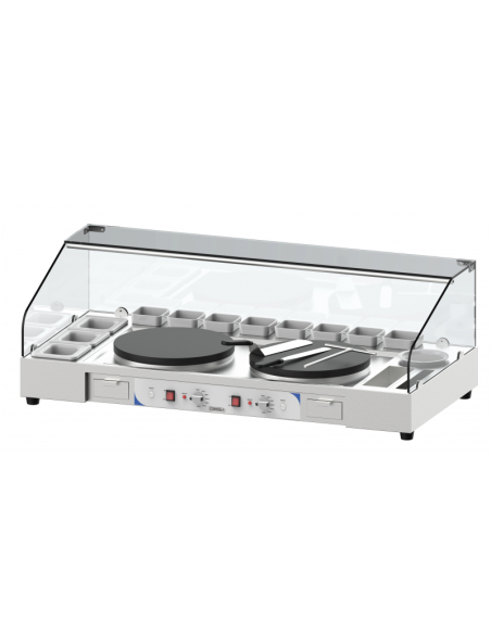 Estación doble profesional para crepes con 2 creperas eléctricas Ø 40 cm - Potencia 5400 W - Cm 138 x 65 x 46,5 h
