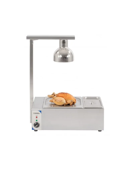 Professional Food Warmer for Meat and Roasts with Infrared Heat Lamp and Bain-Marie – 900 W