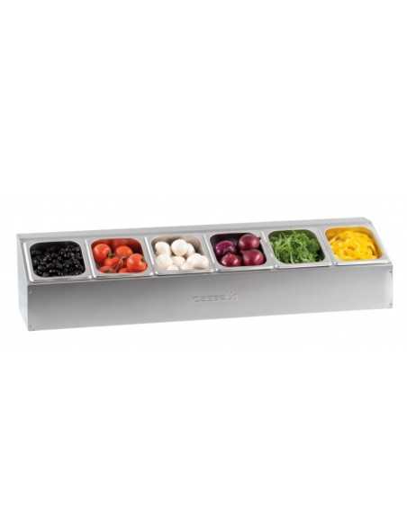 Neutral stainless steel ingredient holder with 6 compartments GN 1/6