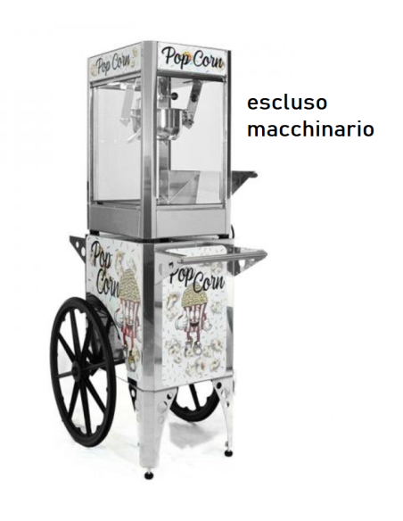Popcorn cart - Stainless steel - cm 95 x 58 x 86 h