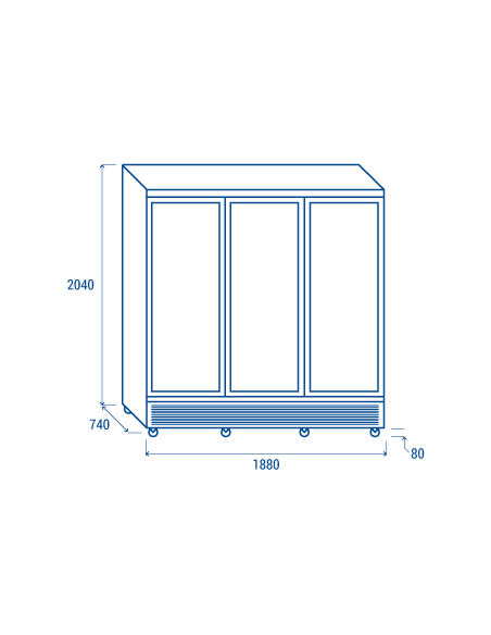 Armario refrigerado - Capacidad lt 1664 - cm 188 x 74 x 204 h