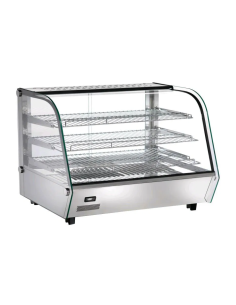 Hot showcase with curved glass and three shelves - Sliding doors - Cm 86