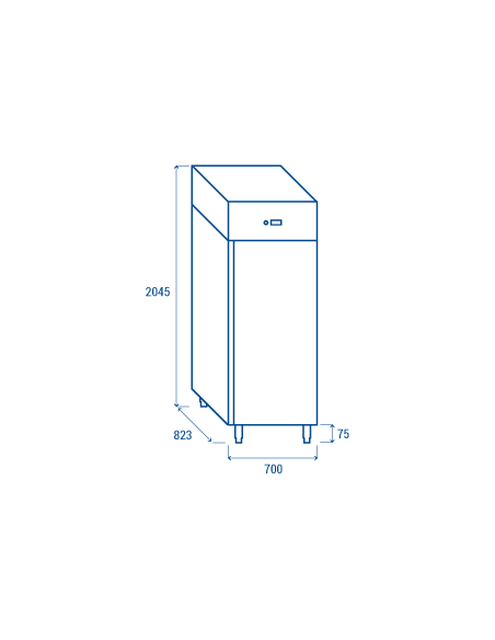 Refrigerated cabinet temperature -2°/ +8°C - Capacity 546 lt - cm 70 x 82.3 x 204.5 h