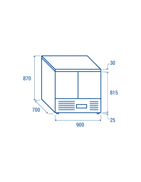 Saladette refrigerata - N. 2 porte - cm 90 x 70 x 87 h