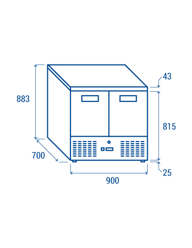Saladette - N.2 doors - cm 90 x 70 x 88.3 h