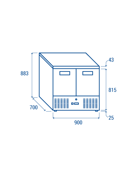 Saladette - N.2 porte - cm 90 x 70 x 88.3 h