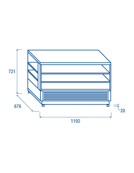Counter display - Capacity lt 280 - Ventilated - cm 119.2 x 67.6 x 72.1 h
