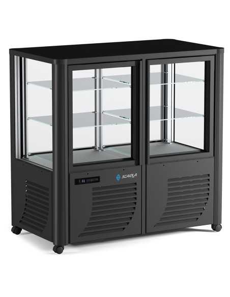 Vetrina refrigerata con quattro lati vetro - Temperatura +2 / +10°C - cm 127 x 70 x 128 h