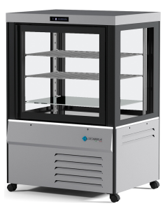 Pastry and ice cream display case with four-sided glass -... 2