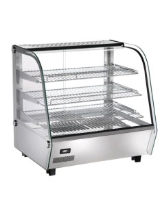 Hot showcase with curved glass and three shelves - Sliding doors - Cm 68