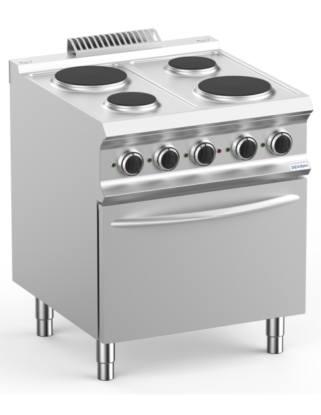 Professional electric stove with 4 round plates - Power 2 x kW 1.5 + 2 x kW 2.6 - Electric oven - cm 70 x 73 x 85 h