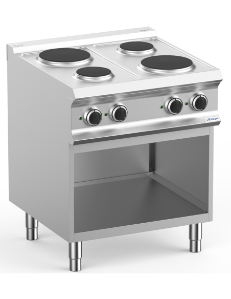 Professional electric stove with 4 round plates - Power 2 x kW 1.5 + 2 X kW 2.6 - cm 70 x 73 x 85 h