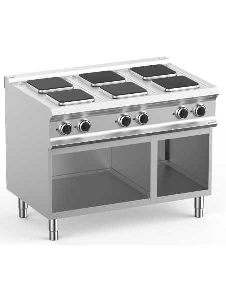 Professional electric stove with 6 square plates - Power 6 x kW 2.6 - cm 110 x 73 x 85 h