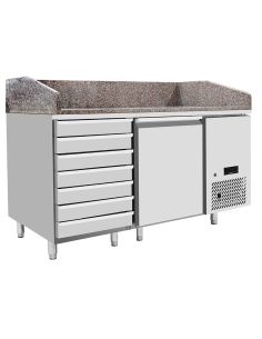 Pizza counter 1 door and 7 drawers - cm 151 x 80 x 84 h 2