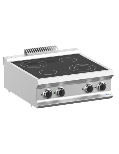 Professional glass-ceramic stove with 4 cooking zones - Power 2x kW 1.8 + 2 x 2.5 kW - cm 80 x 73 x 25 h