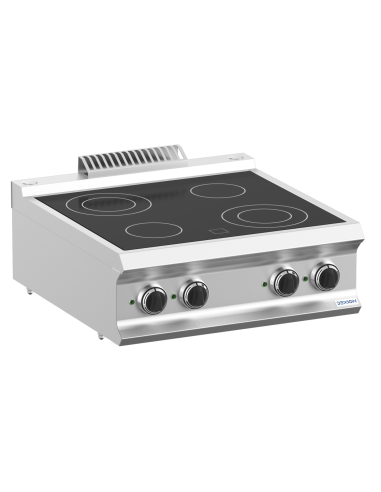 Professional glass-ceramic stove with 4 cooking...
