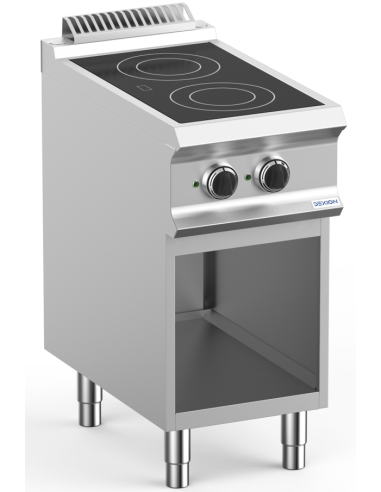 Professional glass-ceramic stove with 2 cooking...
