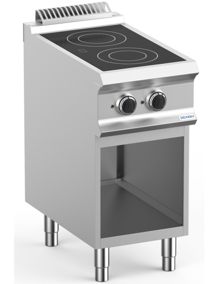 Cucina professionale in vetroceramica con 2 zone di cottura - Potenza 1x kW 1.8 + 1x 2.5 kW - cm 40 x 73 x 85 h