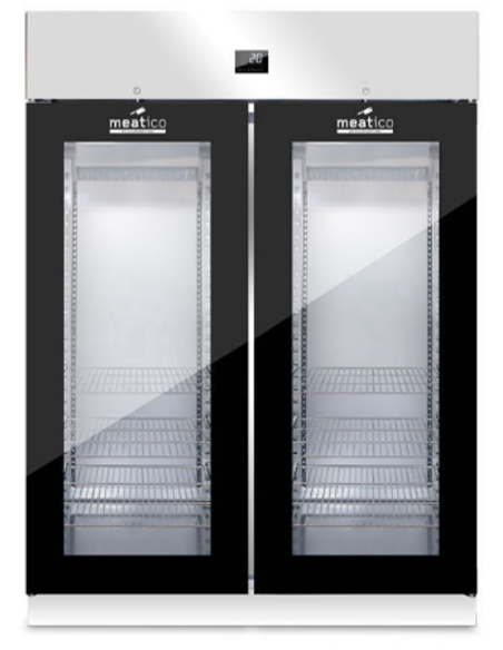 Vitrina para carne con doble puerta de cristal y perfiles negros - cm 150 x 85 x 208 h Vitrina para carne con doble puerta de cristal y perfiles negros - cm 150 x 85 x 208 h