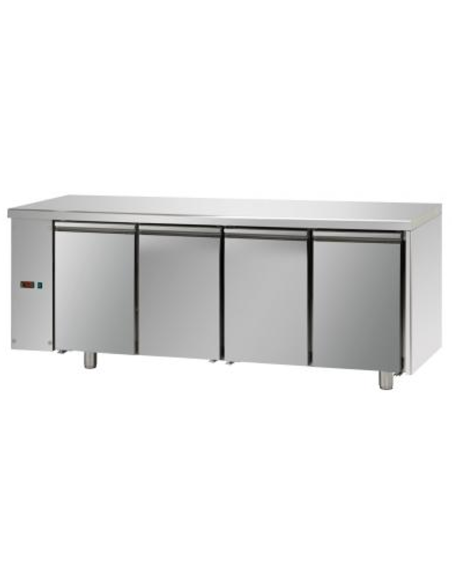 Refrigerated table without left-side unit, with 4 doors - Temperature -18° -22°C - cm 211 x 70 x 80/101h