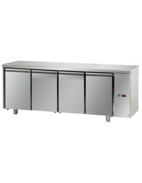 Mesa refrigerada sin unidad de refrigeración en el lado derecho, con 4 puertas: Temperatura -18° -22°C - cm 211 x 70 x 80/101h