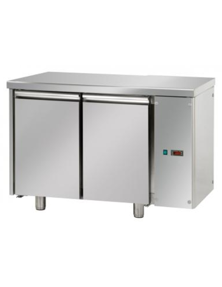 Mesa refrigerada sin unidad de refrigeración a la derecha con 2 puertas - Temperatura -18° -22°C - cm 120 x 70 x 80/101h