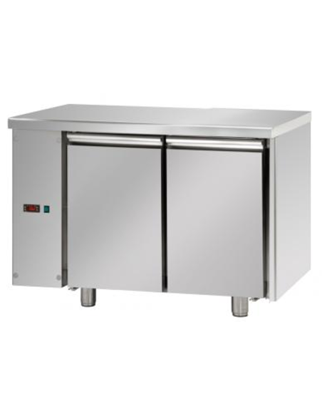 Mesa refrigerada sin unidad de refrigeración a la izquierda con 2 puertas - Temperatura +2°+8°C - cm 120 x 70 x 80/101h