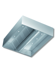 Central hood with motor - Depth 130 - From 120 to 300 cm - Steel AISI 430 - Spotlights