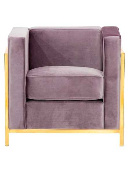 Armchair - Brass metal - Velvet cover - cm 76 x 67 x 71 h