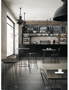 Table - Painted metal - Holm wood top - cm 80 x 80 x 75 h 2